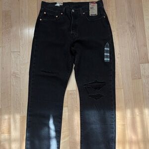 NWT Levi's 501 Black Ripped Jeans